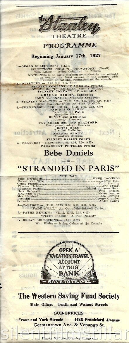 Stanley Theatre program, Philadelphia, Pennsylvania, USA