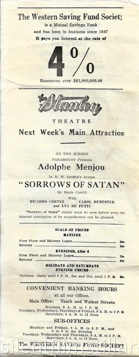 Stanley Theatre program, Philadelphia, Pennsylvania, USA