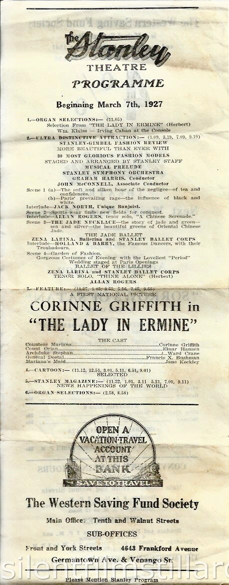 Stanley Theatre program, Philadelphia, Pennsylvania, USA