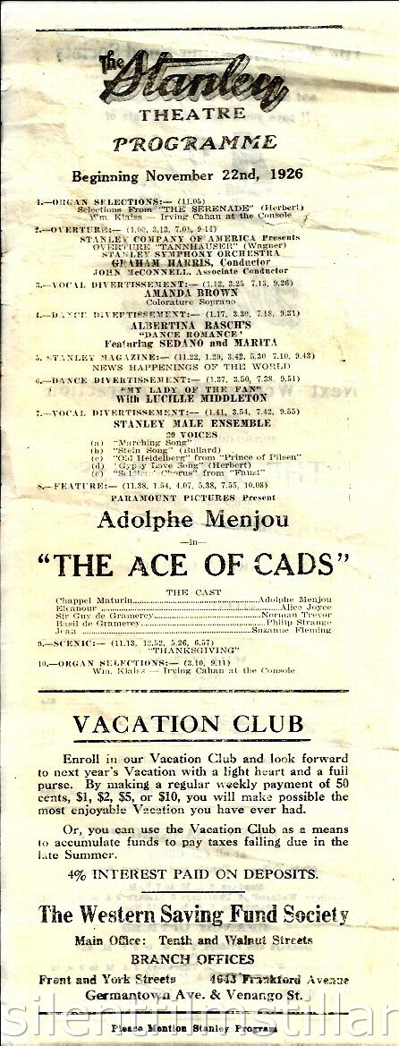 Stanley Theatre program, Philadelphia, Pennsylvania, USA