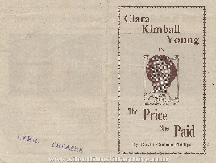 Herald for THE PRICE SHE PAID (1917) with Clara Kimball Young