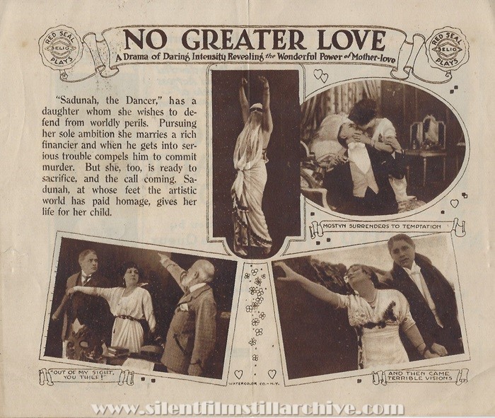 Herald for SADOUNAH [NO GREATER LOVE] (1916) with Rgina Bartet