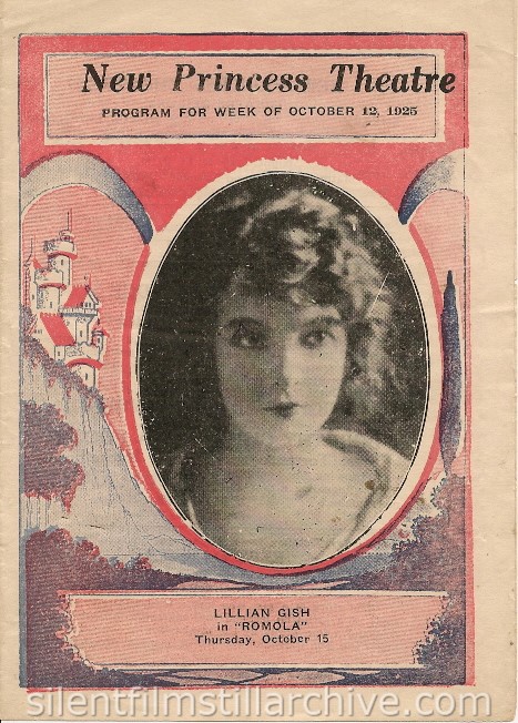 New Princess Theater program featuring Lillian Gish