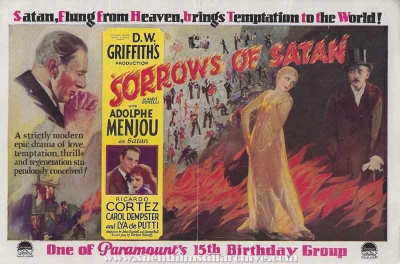 Herald for THE SORROWS OF SATAN (1926) with Adolphe Menjou, Ricardo Cortez, and Carol Dempster