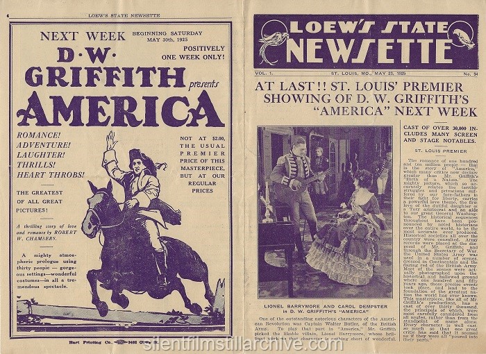 Loew's State Theatre program, St. Louis, Missouri, May 23, 1925