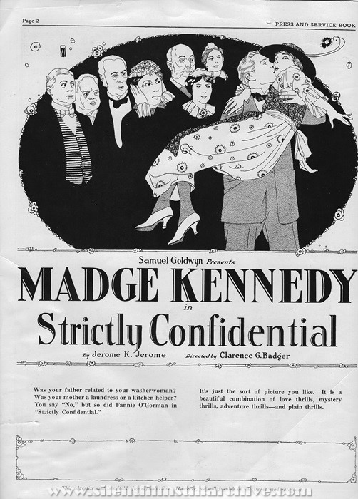 Pressbook for STRICTLY CONFIDENTIAL (1919) with Madge Kennedy