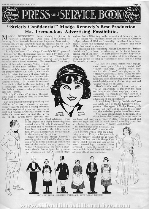 Pressbook for STRICTLY CONFIDENTIAL (1919) with Madge Kennedy