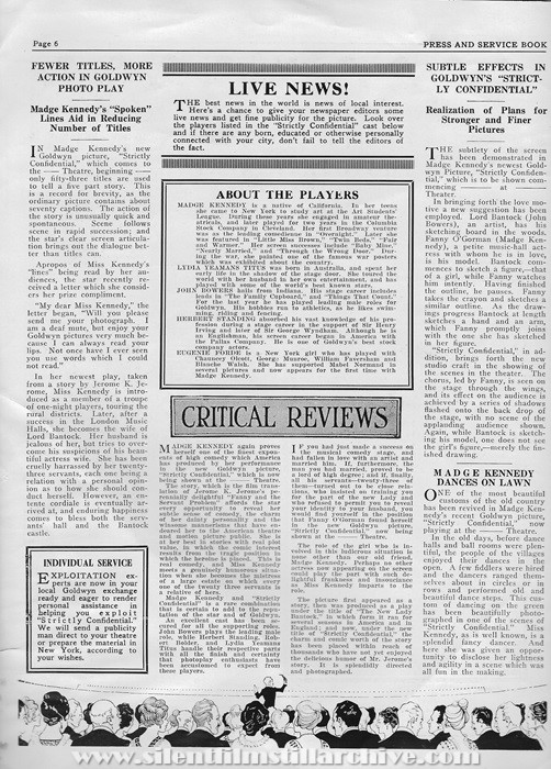 Pressbook for STRICTLY CONFIDENTIAL (1919) with Madge Kennedy