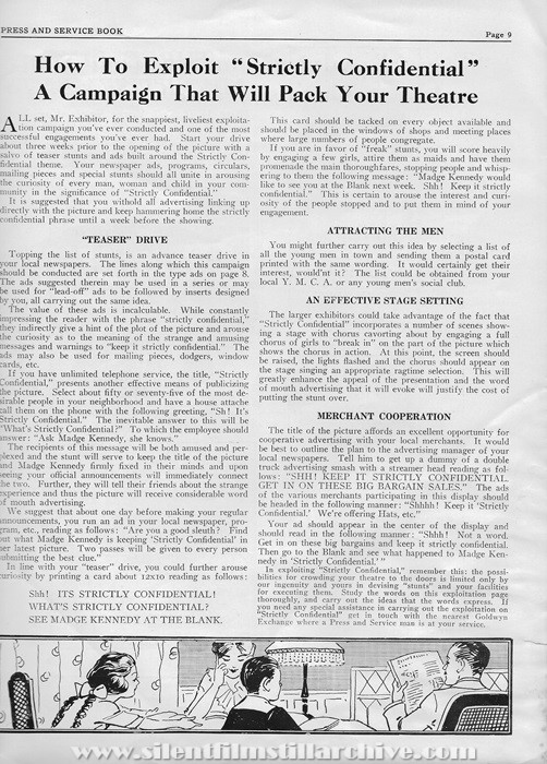 Pressbook for STRICTLY CONFIDENTIAL (1919) with Madge Kennedy