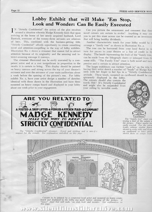 Pressbook for STRICTLY CONFIDENTIAL (1919) with Madge Kennedy