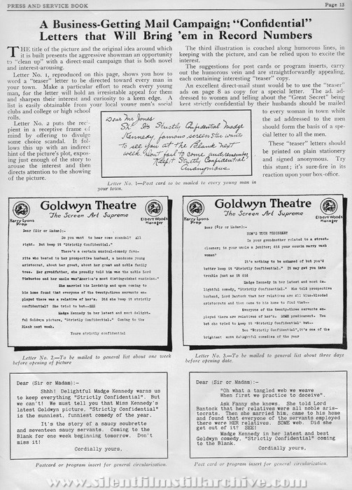 Pressbook for STRICTLY CONFIDENTIAL (1919) with Madge Kennedy