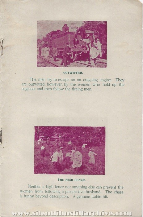 Sales flyer for THROUGH THE MATRIMONIAL AGENCY (1905) from Lubin