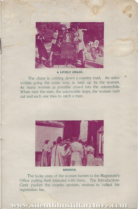 Sales flyer for THROUGH THE MATRIMONIAL AGENCY (1905) from Lubin