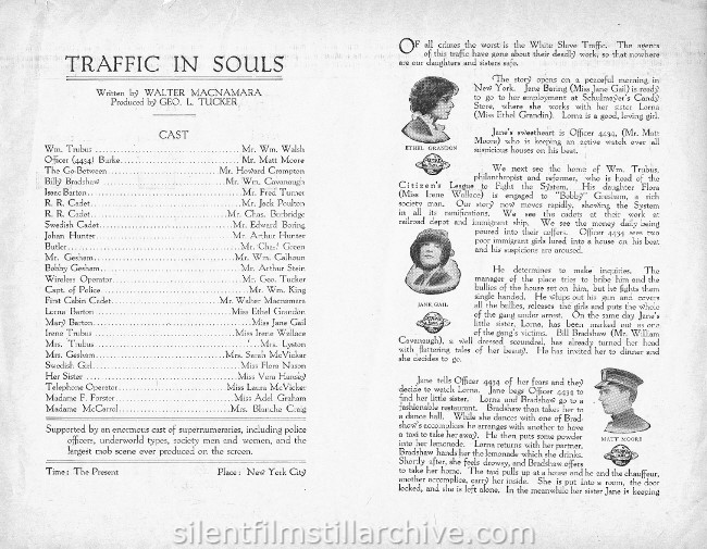 Advertising herald for TRAFFIC IN SOULS (1913) with Ethel Grandin, Jane Gail and Matt Moore