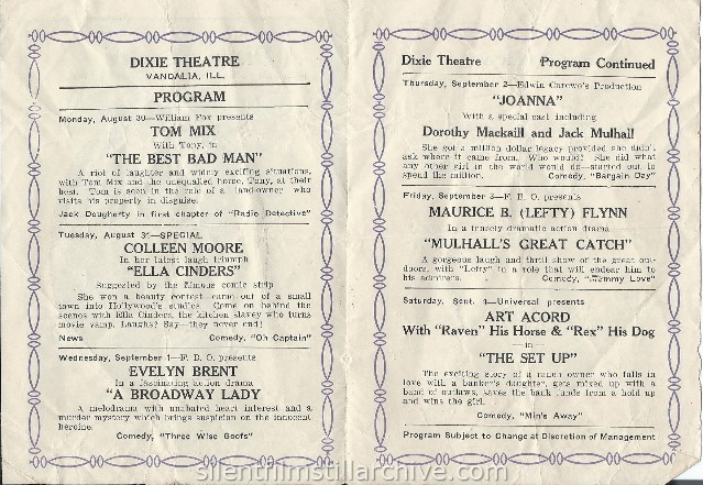 Vandalia, Illinois, DixieTheatre program