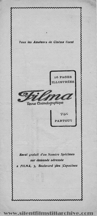 Vincennes Palace Theater program for the week of March 4, 1921