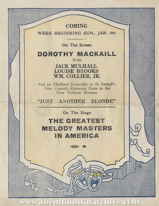 Washington, DC Crandall's Metropolitan Theatre program, January 2, 1927