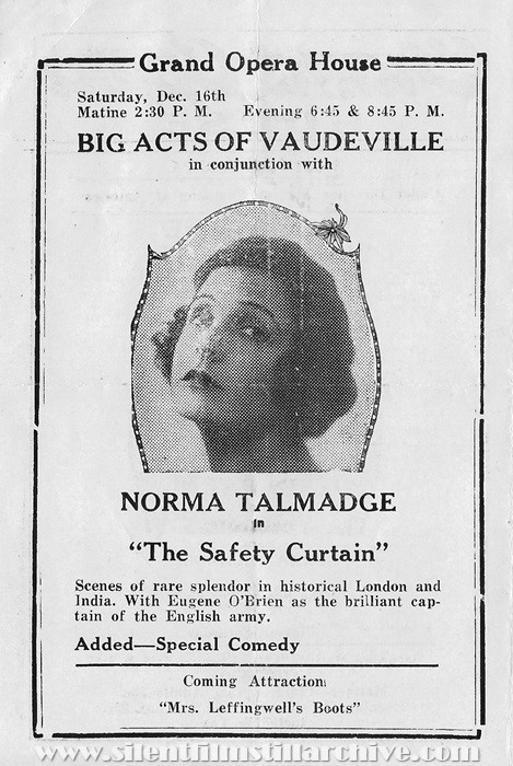 Program for the Grand Opera House and Rialto Theaters in West Chester, Pennsylvania for December 11, 1922