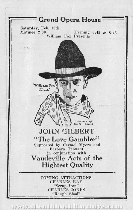 Program for the Grand Opera House and Rialto Theaters in West Chester, Pennsylvania for February 5, 1923