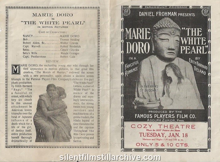 Herald for THE WHITE PEARL (1915) with Marie Doro