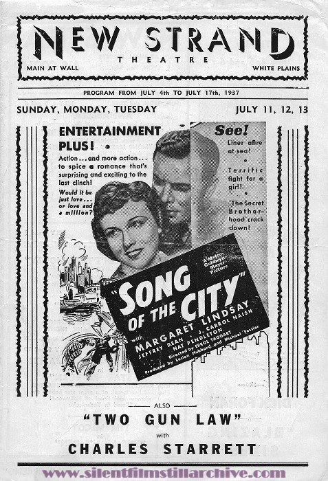 New Strand Theatre program, White Plains, New York, USA for the week beginning July 4, 1937