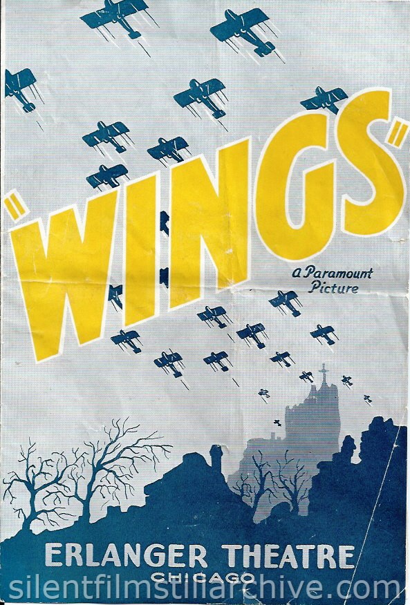 WINGS (1927) program from the Erlanger Theatre in Chicago, Illinois