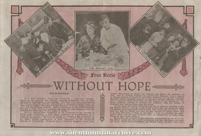 Herald for WITHOUT HOPE (1914) with Marguerite Marsh and Mary Charleson