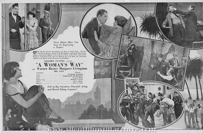 Advertising herald for A WOMAN'S WAY (1928) with Mary Livingston, Warner Baxter and Armand Kaliz from the Rialto Theatre in Bombay, India
