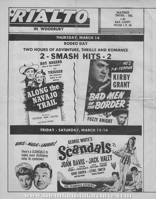 Rialto Theatre program, Woodbury, New Jersey, Thursday, March 14, 1946