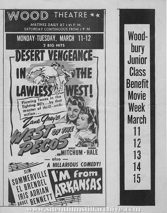 Wood Theatre program, Woodbury, New Jersey, March 11, 1946