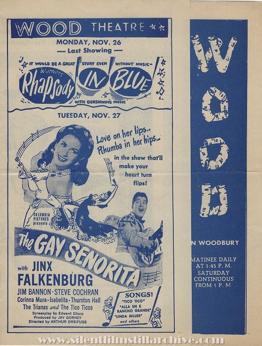 Wood Theatre program, Woodbury, New Jersey, November 26, 1945