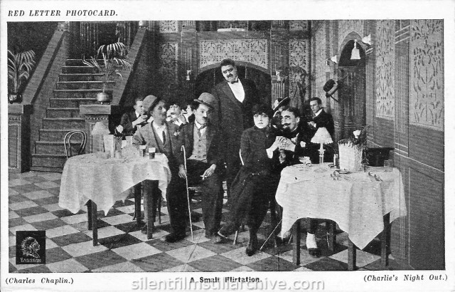 A NIGHT OUT (1915) with Ben Turpin, Charlie Chaplin, Bud Jamison and Leo White
Red Letter Photocard
