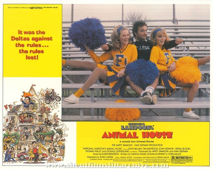 Lobby card for National Lampoon's ANIMAL HOUSE (1978) with Martha Smith, John Belushi, and Mary Louise Weller