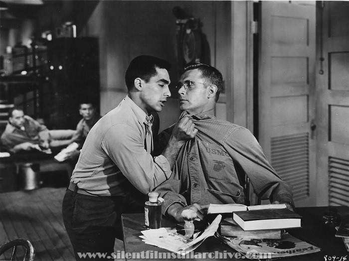 Perry Lopez and John Lupton in BATTLE CRY (1955)