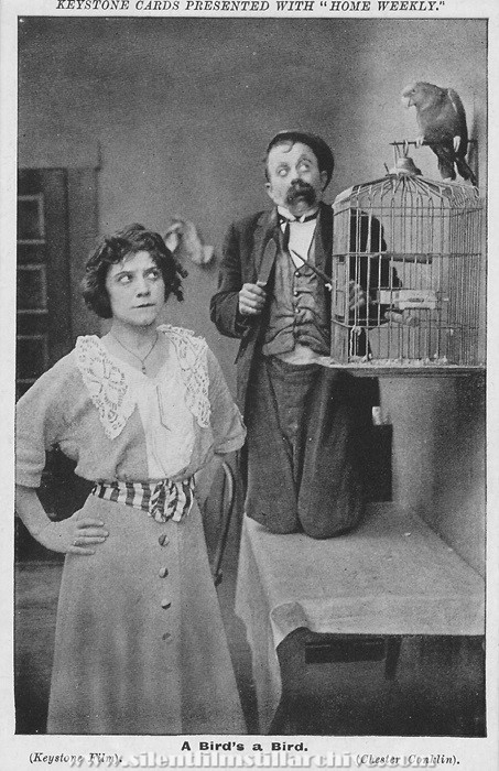 Postcard for A BIRD'S A BIRD (1915) with Minta Durfee and Chester Conklin