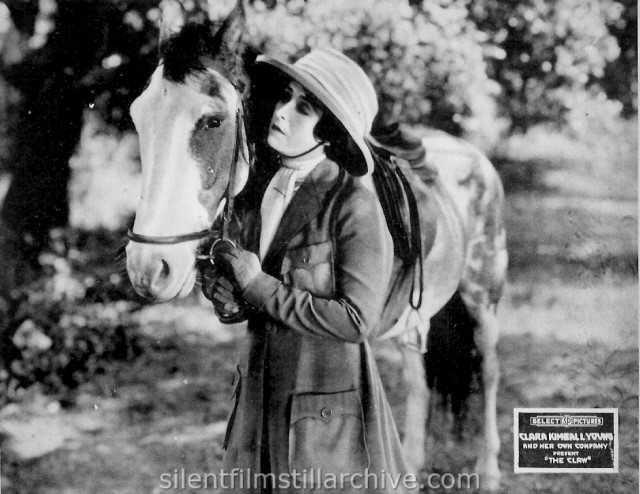 Clara Kimball Young with horse in THE CLAW (1918)