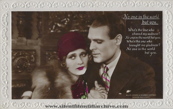 Talkie Song Series postcard for THE GLAD RAG DOLL with Dolores Costello and Ralph Graves