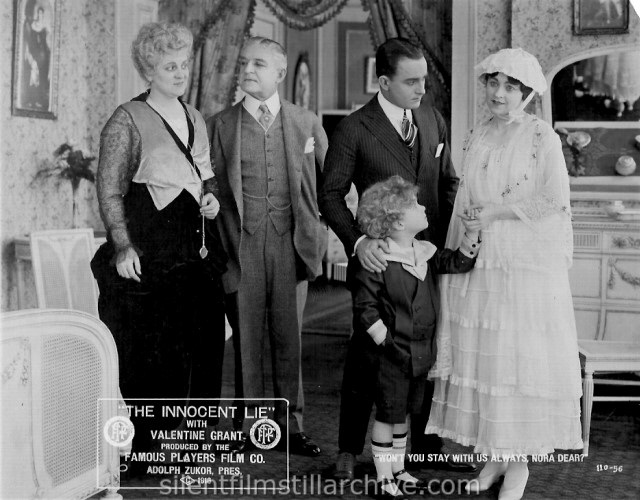 Helen Lindroth, Frank Losee, William Courleigh, Jr., and Valentine Grant in THE INNOCENT LIE (1916)
