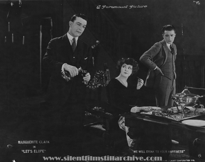 Frank Mills, Marguerite Clark, and Gaston Glass in LET'S ELOPE (1919).