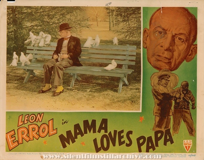 Lobby card for MAMA LOVES PAPA (1945) with Leon Errol