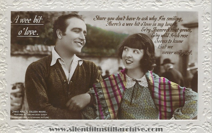 Talkie Song Series Postcard for SMILIG IRISH EYES (1929) with Colleen Moore and James Hall