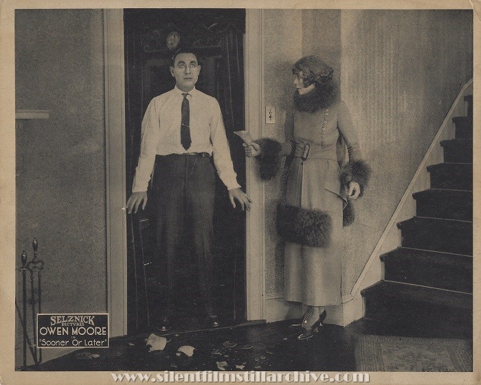 Mini lobby card for SOONER OR LATER (1920) with Owen Moore and Seena Owen