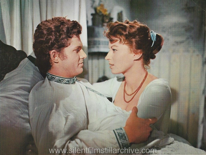 Geoffrey Horne and Silvana Mangano in LA TEMPESTA (1959) aka THE TEMPEST