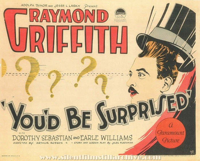 Lobby card for YOU'D BE SURPRISED (1926) with Raymond Griffith
